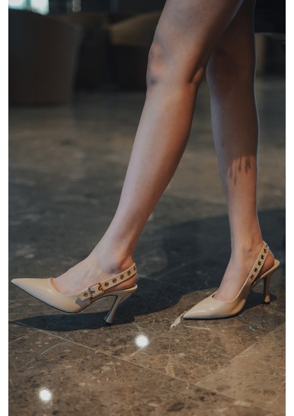 Kadın Stiletto Troklu Atkılı Topuklu Ayakkabı Ragon