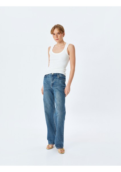 Slim Fit Kolsuz U Yaka Kadın Fitilli Atlet