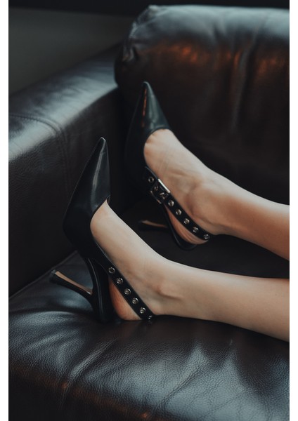 Kadın Stiletto Troklu Atkılı Topuklu Ayakkabı Ragon