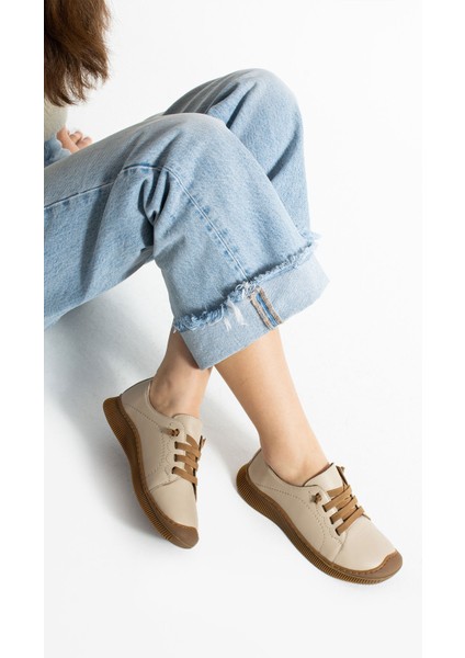 Preko Kadın Deri Krem Günlük Ayakkabı modelleri
