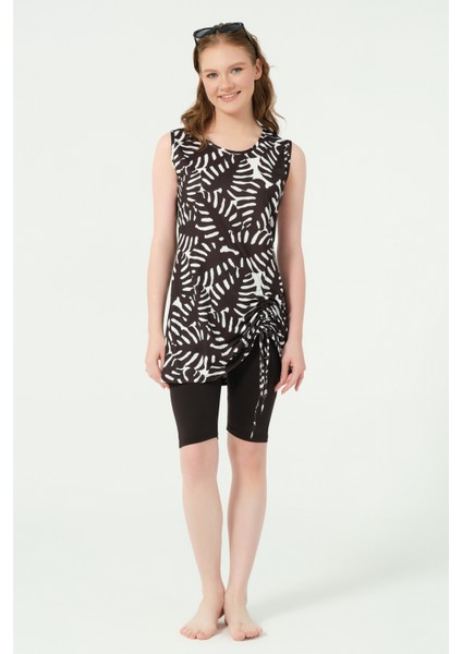 Önü Toplamalı Sıfır Kol Yarı Kapalı Mayo