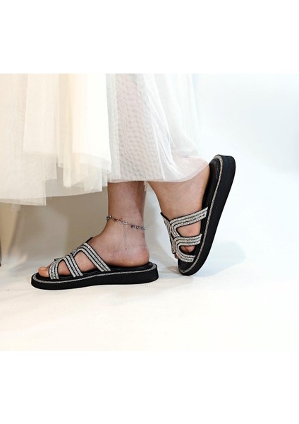 7505 Siyah Renk Taşlı Bayan Terlik fırsatları