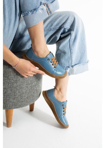 Preko Kadın Deri Koyu Mavi Günlük Ayakkabı