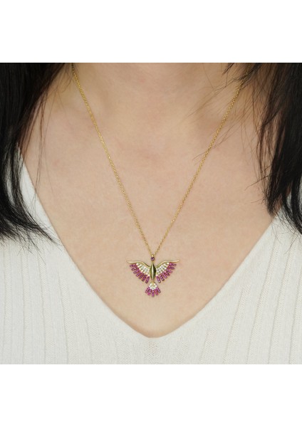 Fuşya Anka Kuşu Altın Kaplama Gümüş Takım AGT04 fiyatları