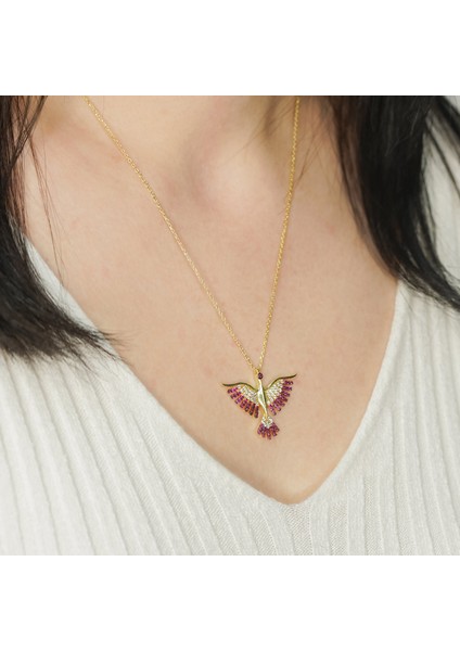 Fuşya Anka Kuşu Altın Kaplama Gümüş Takım AGT04 indirimleri