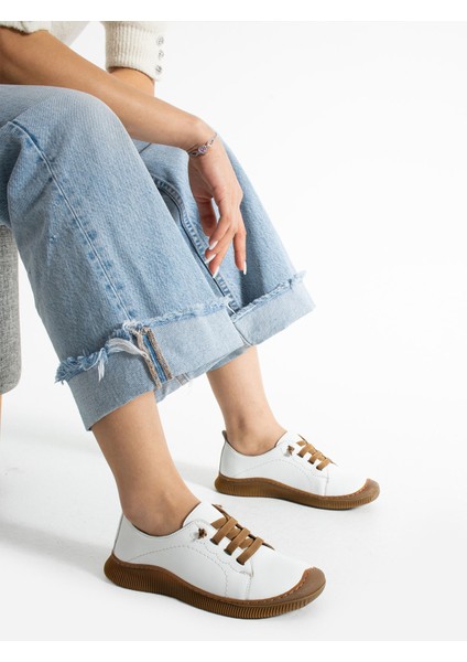 Preko Kadın Deri Beyaz Günlük Ayakkabı