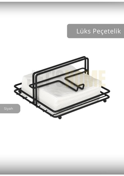 Lüks Peçetelik Paslanmaz Kare Model Çelik Siyah