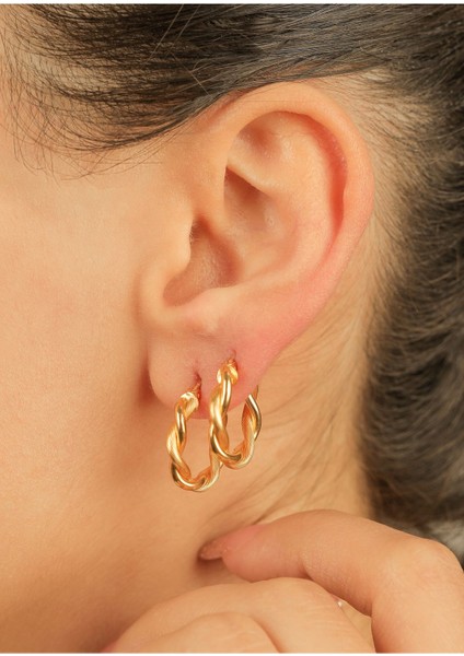 3,60 gr (GRAM) Sarmaşık Küpe 20 mm 22 Ayar Altın