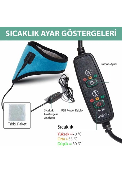 Elektrikli 3 Seviye Sıcaklık Zaman Ayarlı USB Li Boyun Masaj Aleti modelleri