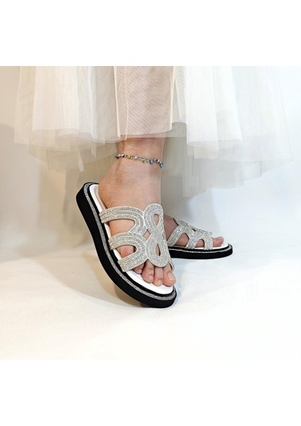 7505 Beyaz Taşlı Bayan Terlik fiyatları