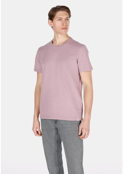 Regular Fit Yuvarlak Yaka Düz Erkek Pembe Kısa Kol Tişört