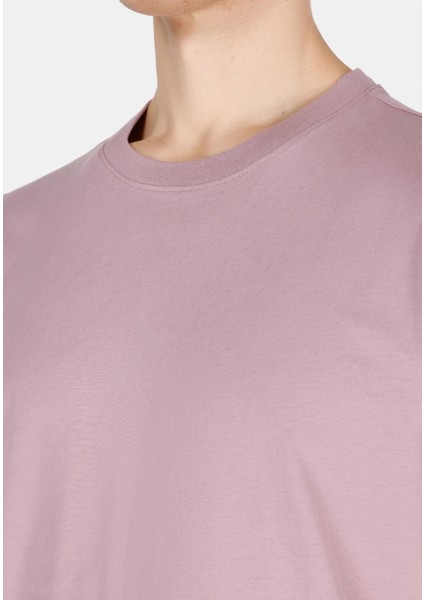 Regular Fit Yuvarlak Yaka Düz Erkek Pembe Kısa Kol Tişört