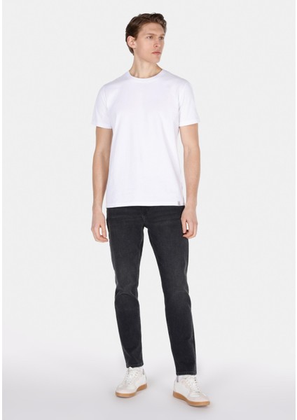 Regular Fit Yuvarlak Yaka Düz Erkek Beyaz Kısa Kol Tişört CL1073961