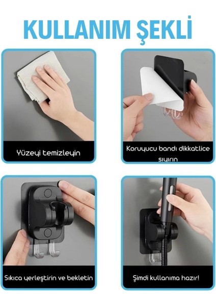 Buffer® Kendiliğinden Güçlü Yapışkanlı Askılı Duş Başlık Tutucu