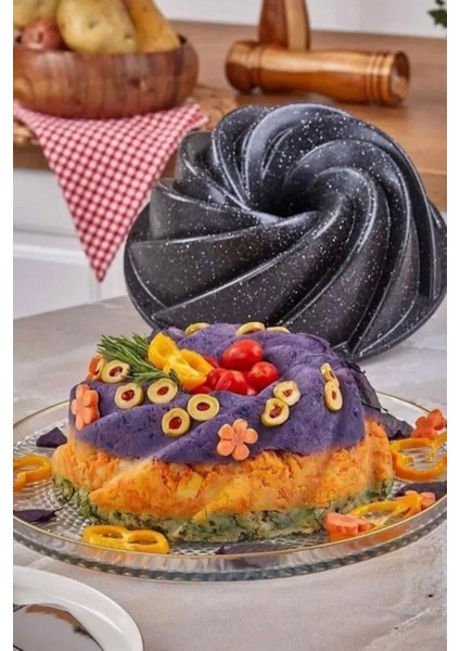 26 cm Fionna Rüzgar Güllü Kalıp - Granit Döküm Dilimli Kek Kalıbı