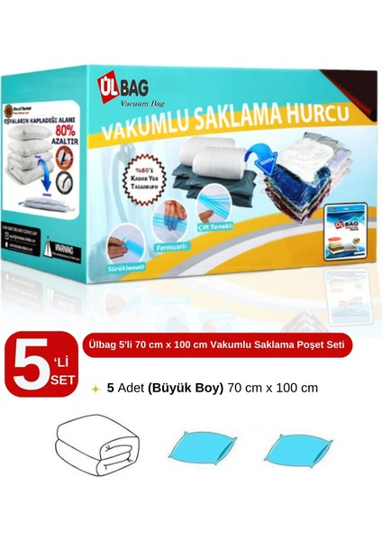 5' Li Büyük Boy Set Vakumlu Hurç Yorgan Hurcu 70X100 Vakumlu Poşet