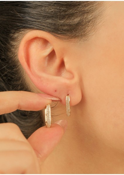 2,20gr (GRAM) Taşlı Oval Küpe 20 mm 14 Ayar Altın fiyatları