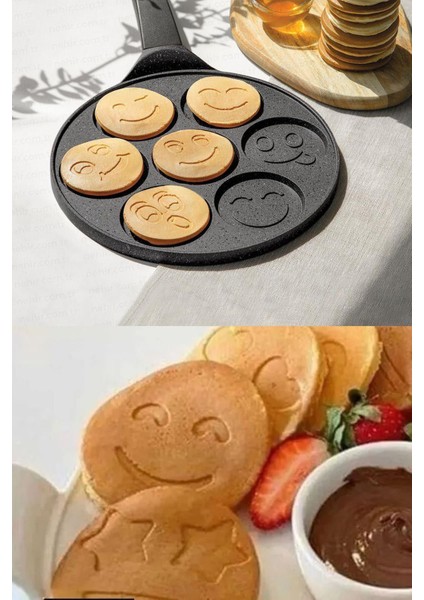 28 cm Granit Gülen Yüz Krep Tavası - Yüz Emojili Pankek Hamur Tava fiyatları