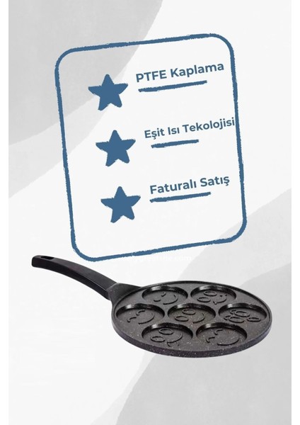 28 cm Granit Gülen Yüz Krep Tavası - Yüz Emojili Pankek Hamur Tava fırsatları