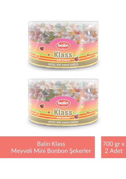 Kutu Klass Meyveli Mini Bonbon Şekerler 700 gr x 2 Adet