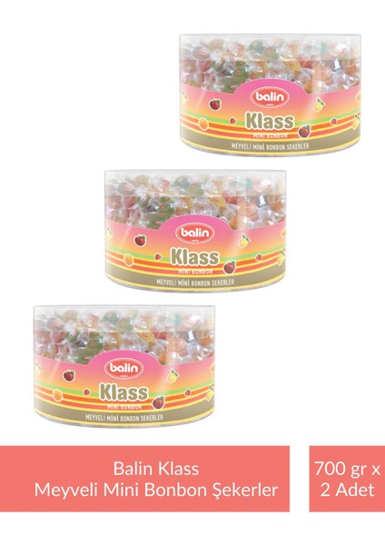 Kutu Klass Meyveli Mini Bonbon Şekerler 700 gr x 3 Adet