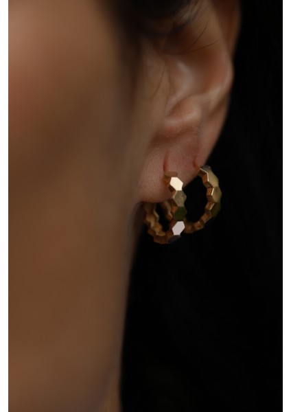 14 Ayar Altın Bal Petek Küpe