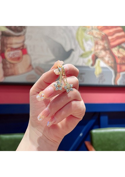 Hengshan Gümüş Iğne Seti Kedi Gözü Küpeler, Üst Düzey, Modaya Uygun ve Çok Yönlü, Hafif Lüks Küpeler, Sade ve Zarif Zirkon Küpeler (Yurt Dışından)