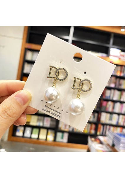 Hengshan Xiaoxiang Inci Küpeler Niş Retro Küpeler S925 Gümüş Iğne Küpeler Üst Seviye Bayan Küpeleri (Yurt Dışından)