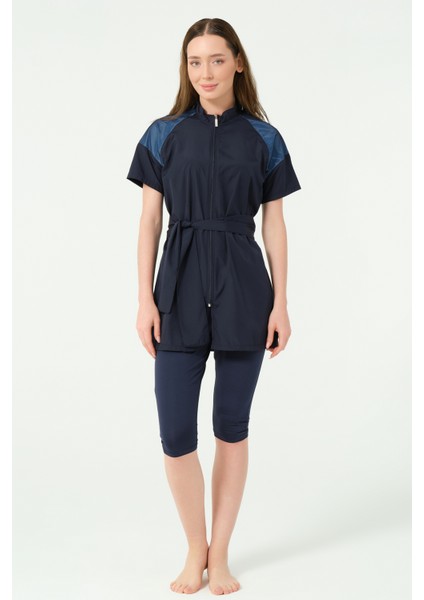 Kadın Yarım Kol Reglan File Detaylı Mayo Su İtici 100% Polyester Yazlık fiyatları