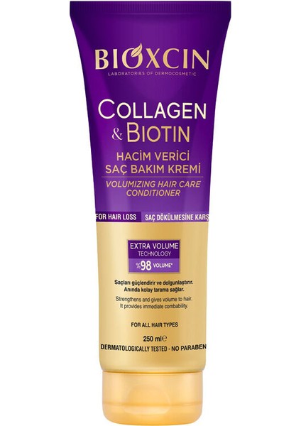 Collagen & Biotin Ekstra Hacim Saç Kremi 250 ml - Kolajen Biotin İnce Seyrek Saçlar
