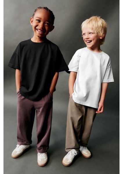 3'lü T-Shirt Paketi Okula Dönüş Bisiklet Yaka Kısa Kollu Pamuklu Penye Unisex Çocuk modelleri