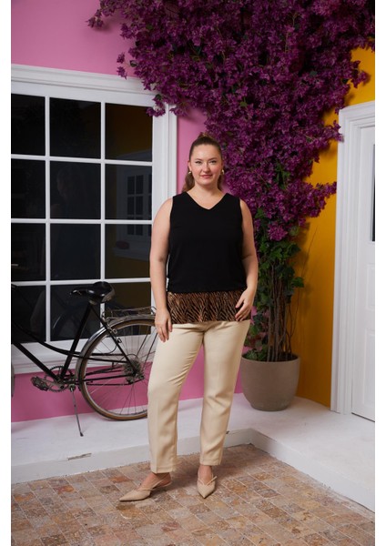 Şifon Içi Astarlı Büyük Beden Bluz Kahve indirimleri