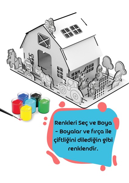 Ali Babanın Çiftliği 3D Ahşap Maket (Büyük Boy Boyanabilir Maket- Etkinlik Seti)