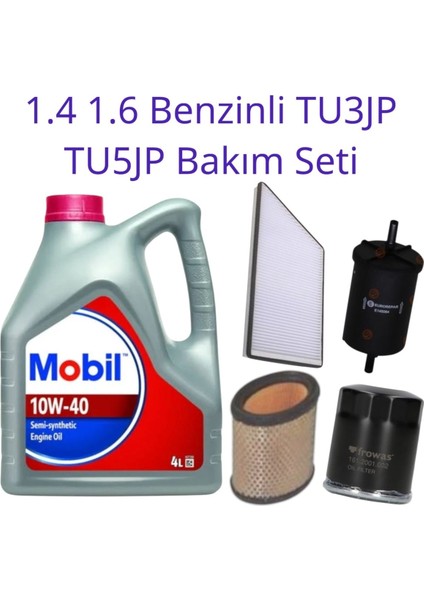 Peugeot Citroen 1.4 1.6 Benzinli TU3JP TU5JP Periyodik Bakım Filtre Seti 4lü Tek Ebat