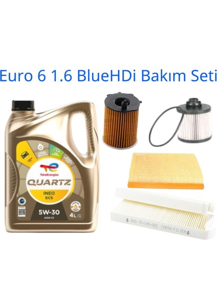 Peugeot Citroen Opel Ds Automobiles Euro 6 1.6 Bluehdi Periyodik Bakım Seti 5li