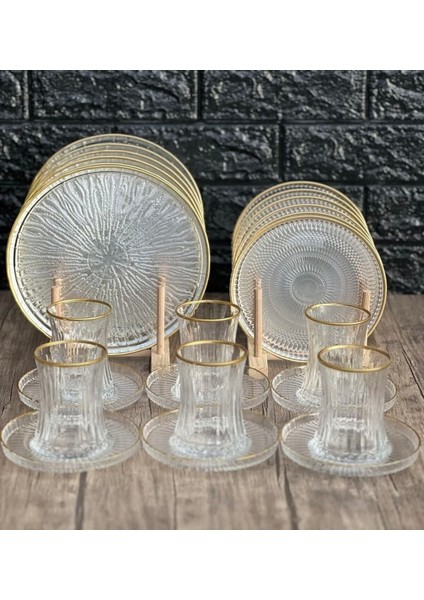 Elysia 24 Parça Lüks Cam Çay Seti