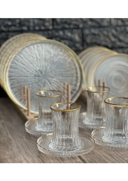 Elysia 24 Parça Lüks Cam Çay Seti fiyatları