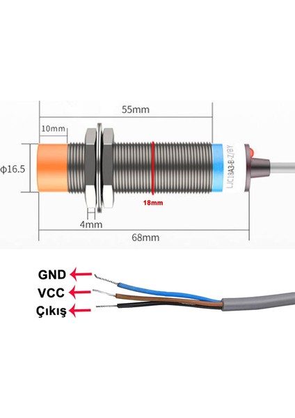 LJC18A3-H-Z/BY Kapasitif Sensör Pnp No 1-10MM Cisim Yakınlık Algılayıcı Anahtar Dc 6-36V 300MA Otomasyon Endüstriyel Kontrol Hız Konum Sayıcı Makine Plastik Su Yağ