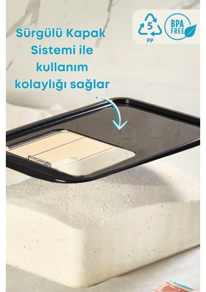 1 Adet Mega Boy Sürgülü Kayar Kapaklı Tablet Deterjan Saklama Kutusu-Çok Amaçlı Saklama Kabı 10 Lt.