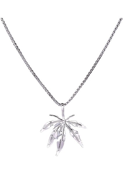 2025 Yeni Paslanmaz Çelik Kolye Erkek Kişilik Hip-Hop Punk Trendi Akçaağaç Yaprağı Kolye Ucu (Yurt Dışından)