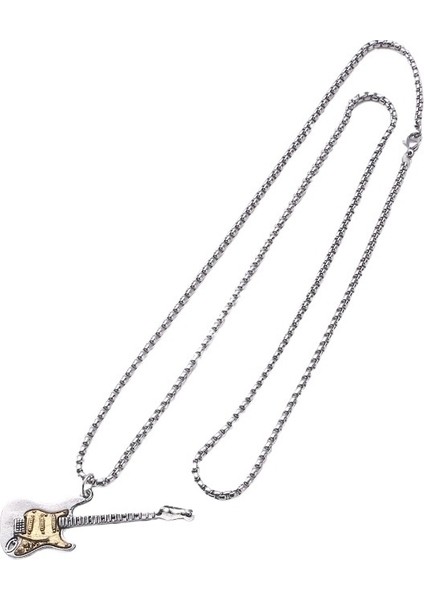 2025 Yeni Hip-Hop Iki Renkli Gitar Kolye Ucu Sokak Kişiliği Disko Titanyum Çelik (Yurt Dışından) modelleri