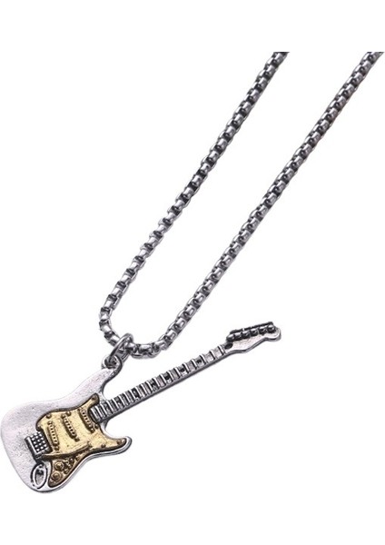2025 Yeni Hip-Hop Iki Renkli Gitar Kolye Ucu Sokak Kişiliği Disko Titanyum Çelik (Yurt Dışından) fırsatları