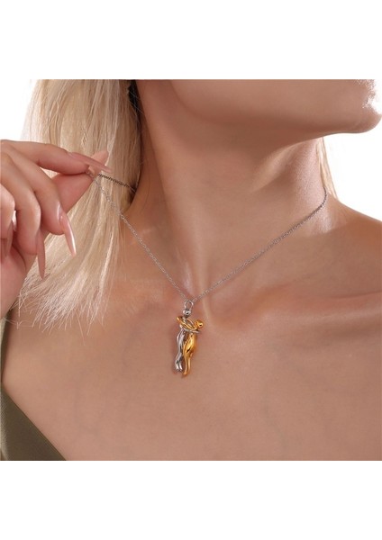 Aşıklar Kucaklama Kolye Paslanmaz Çelik Iki Renkli Kolye Galvanik Hip-Hop Sokak Çift Stili (Yurt Dışından) fırsatları