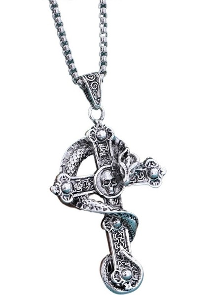 2025 Yeni Kolye Erkek Hip-Hop Kişilik Çapraz Eski Alaşım Ejderha Kolye Köprücük Kemiği Zinciri (Yurt Dışından)