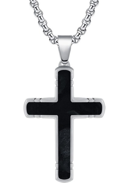 Yeni Klasik Basit Stil Kamuflaj Karbon Fiber Eğimli Çapraz Kolye Moda Trendi Giyim Kolye (Yurt Dışından)