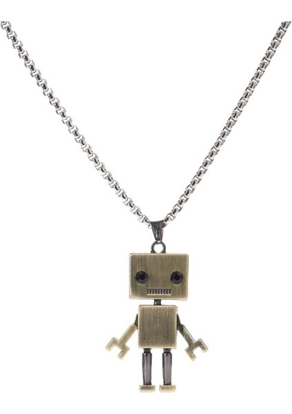 2025 Yeni Havalı Disko Hip-Hop Robot Titanyum Çelik Kolye Kişilik Trendi Erkek Çift Kolye Ucu (Yurt Dışından)