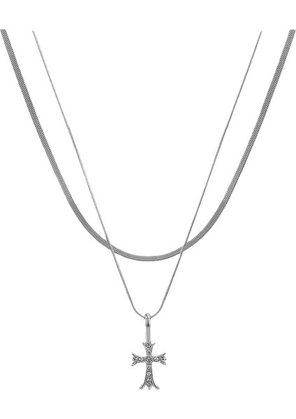 Çift Çapraz Kolye Istifleme Hafif Lüks Kazak Zinciri Üst Düzey Köprücük Kemiği Zinciri Aksesuarları Kadın Niş Tasarımı (Yurt Dışından)