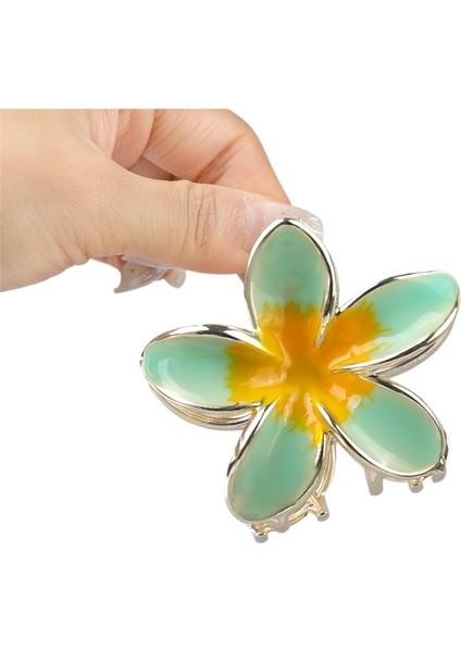 Kadınlar Için Yaz Romantik Plumeria Saç Tokaları, Büyük Hacimli Saç Aksesuarları ile Başın Arkası Için Renkli Çiçekli Metal Saç Tokaları (Yurt Dışından)