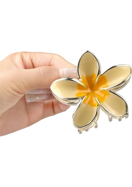 Kadınlar Için Yaz Romantik Plumeria Saç Tokaları, Büyük Hacimli Saç Aksesuarları ile Başın Arkası Için Renkli Çiçekli Metal Saç Tokaları (Yurt Dışından)