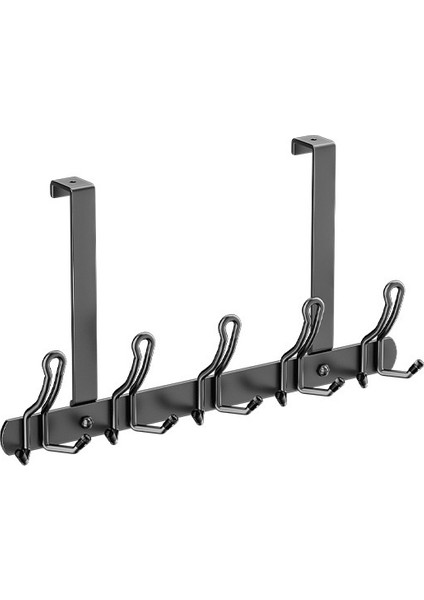 Kapı Kancası, Delme Gerektirmeyen Paslanmaz Çelik Duvara Monte Elbise Askısı, Depolama Eseri, Ev Kancası, Sınır Ötesi Siyah Sıra Kancası Modeli - 5 Kanca (28CM) (Yurt Dışından)